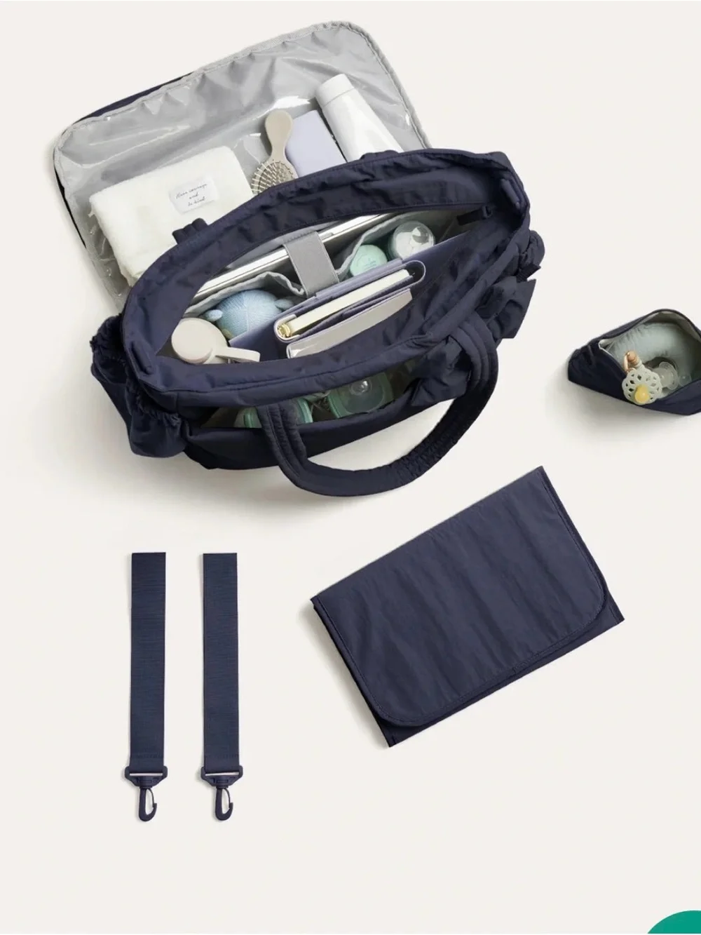Nylon Bow Tote Bag in Blue/Gray